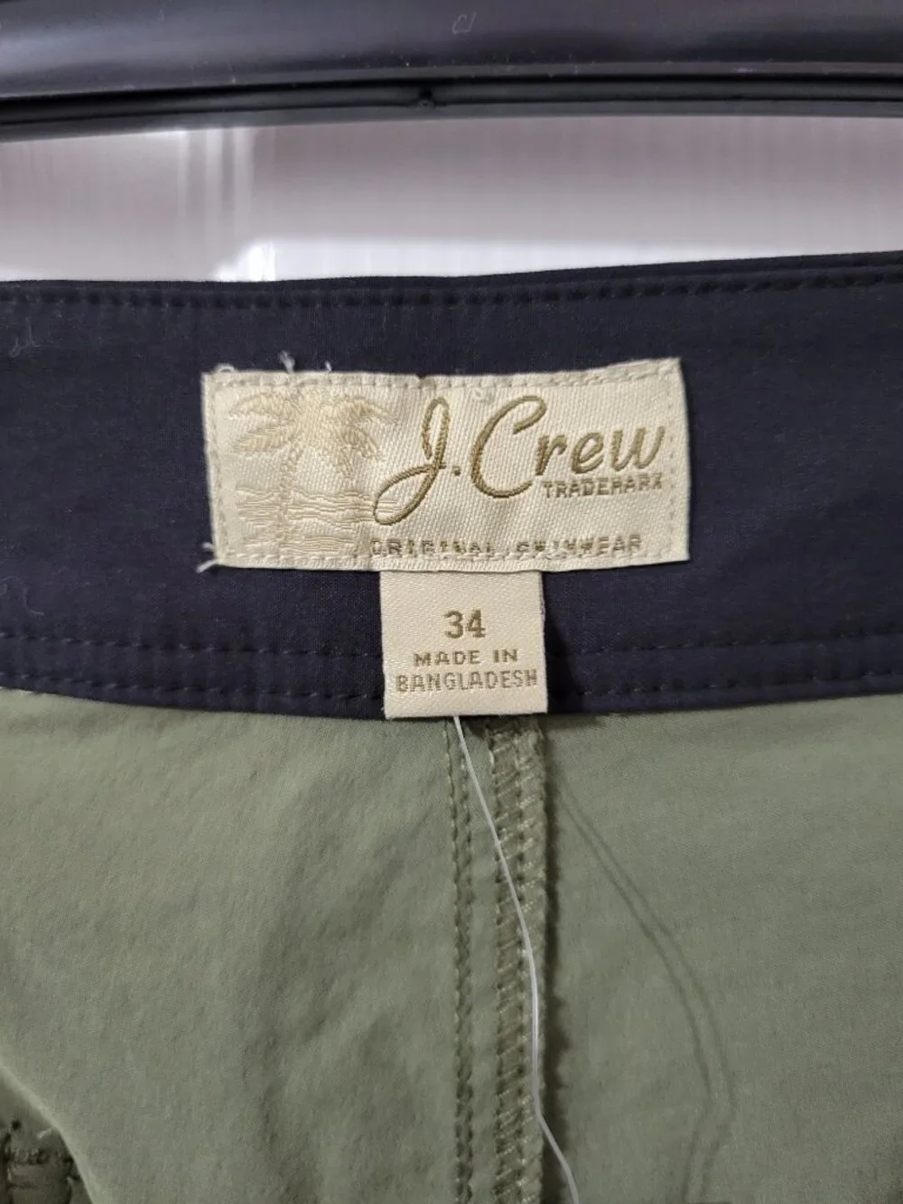 J. Crew Men's Original Swimwear Board Shorts Size 34 Olive Green & Black NWT